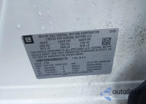 2021 Buick Envision Fwd Essence из США, поврежденный, VIN LRBFZNR49MD086179